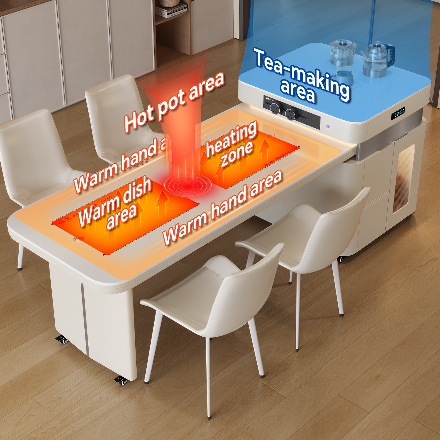 TUCOIVA Smart Heated Kitchen Island Dining Table