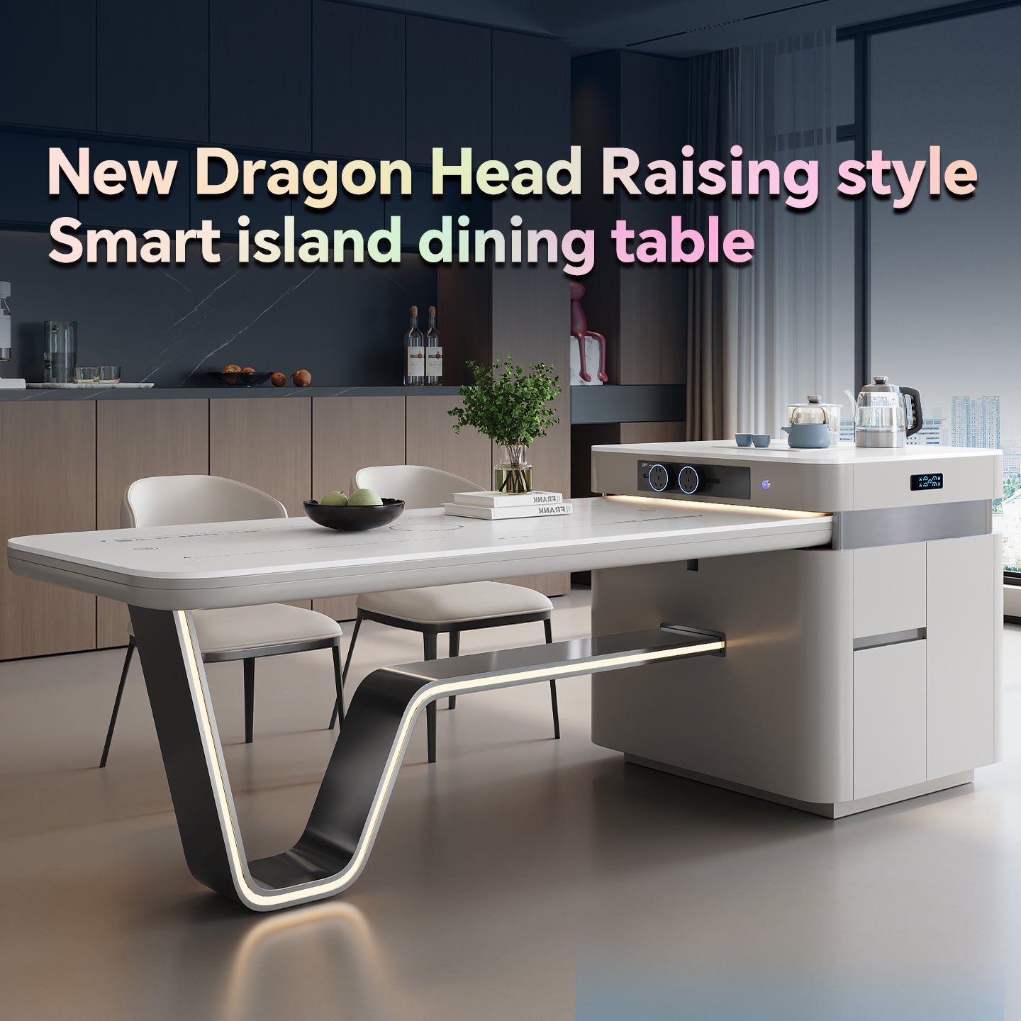 TUCOIVA Z-Leg Smart Kitchen Island Dining Table