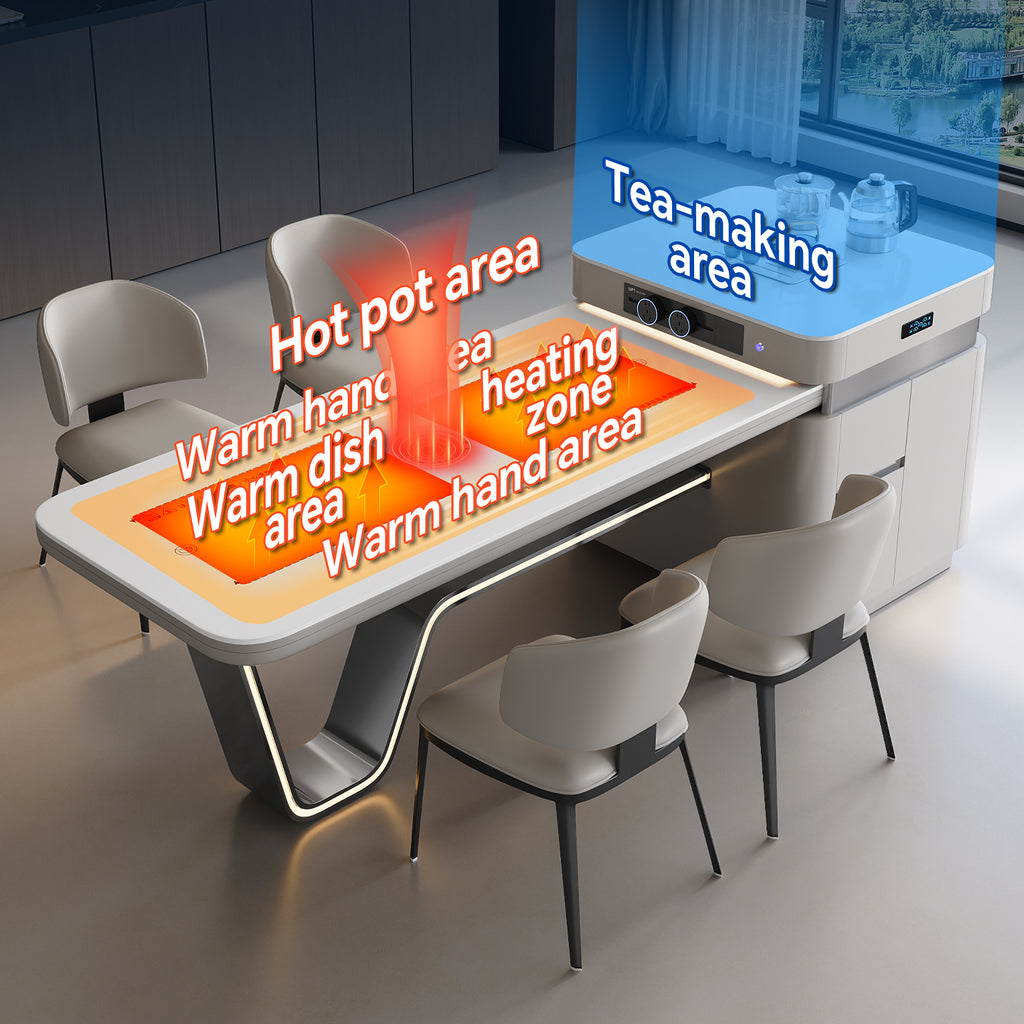 TUCOIVA Z-Leg Smart Kitchen Island Dining Table