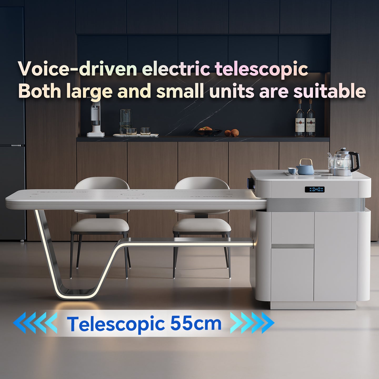 TUCOIVA Z-Leg Smart Kitchen Island Dining Table